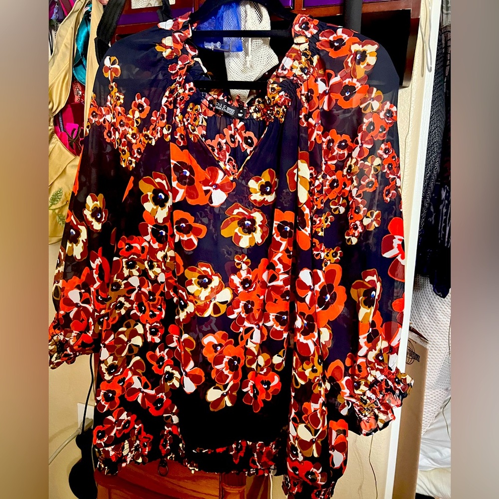 Sheer floral blouse